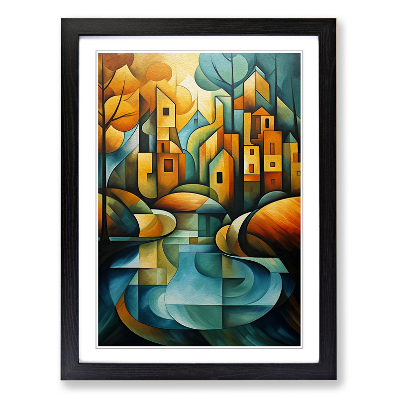 River Cubism - Framed Print, Black, 46cm H x 34cm W x 2cm D