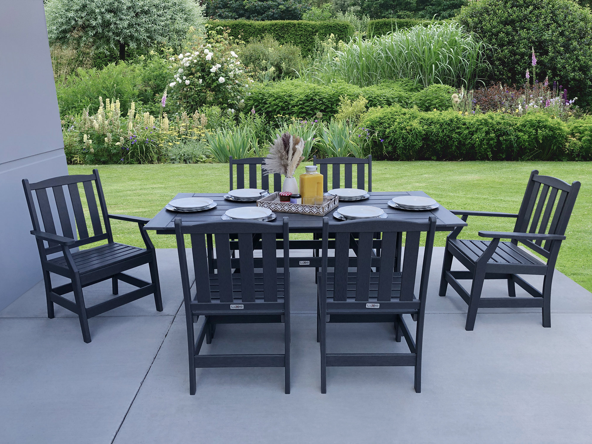 LuXeo Tuscany HDPE 6 Person Rectangular Outdoor Dining Set Wayfair