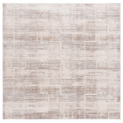 Tapis en polypropylène / polyester abstrait tissé à la machine en beige / beige clair