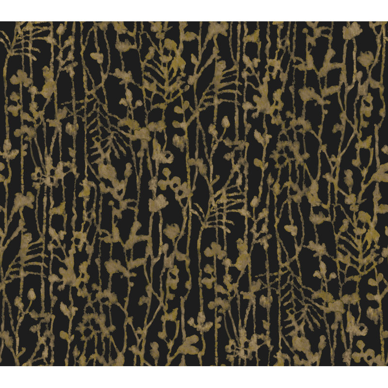 Filigree Black Abstract Wallpaper, Black