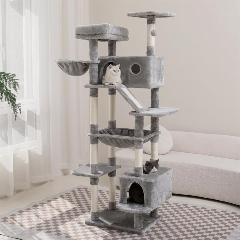 Arbre à chat H 72,99 po Eustach, Gris clair