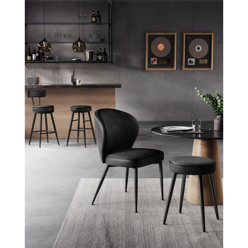 Upholstered Counter Stool with Metal Frame