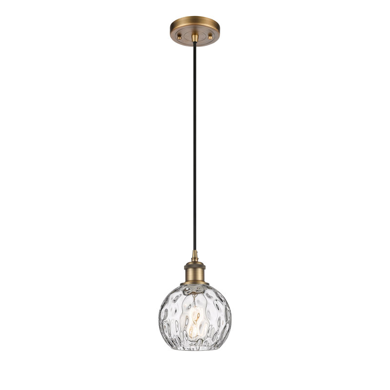 Luminaire suspendu sphère 1 lumière Roxane, Ampoule non incluse, H 8 po x l 6 po x P 6 po, Laiton brossé