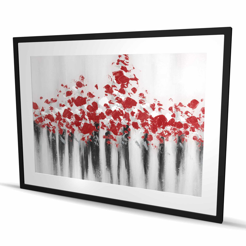 Falling Red Dot - Red Shapes, reproduction encadrée mat pour la décoration