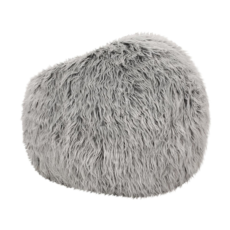 Sac à billes en fausse fourrure gris argenté confortable et tendance avec rembourrage de texture moelleuse moderne