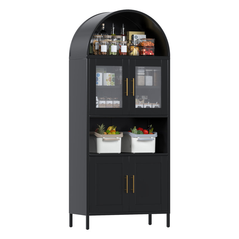 Metal Display Cabinet With Glass Doors And Adjustable Shelves, Modern Freestanding Arched Cabinet, Antique Cabinets, Porcelain Cabinets, Bookshelves,assembly Required