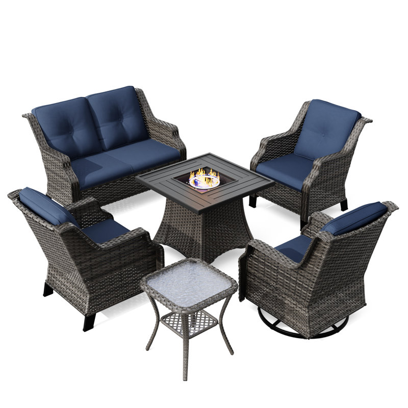 Caperton - Person Patio Conversation Set, Navy