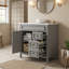 Meuble-lavabo de salle de bain 36 po avec lavabo supérieur, armoire de rangement moderne avec 2 portes à fermeture douce et meuble-lavabo simple-673147347-673147351
