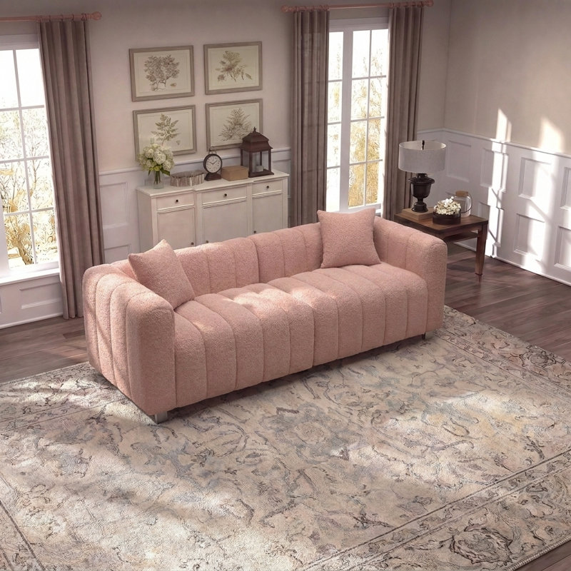 Canapé modulaire moderne 87,4 po avec coussins ergonomiques et 2 coussins, Rose