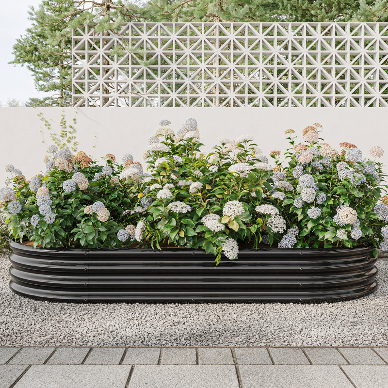 Black Metal Raised Garden Bed, 89.27"X44.65"X11.39", For Plants & Flowers, Structure, Soil Balance Bed In Black, Veggies, , Open Base Drainage