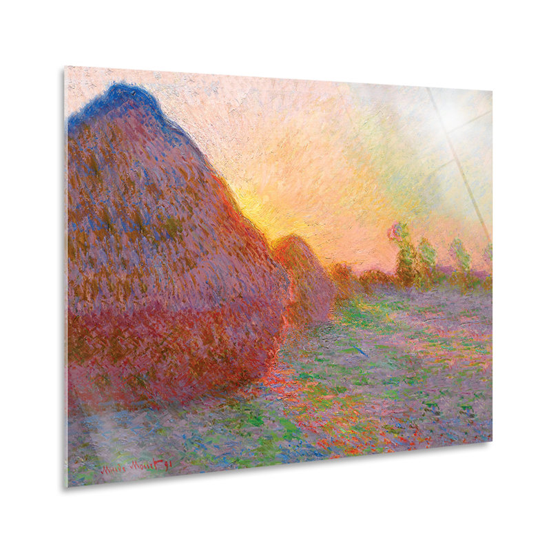 Countryside Panorama With Sheaves Of Wheat by Claude Monet - No Frame Painting, Plastic/Acrylic, 70cm H x 100cm W