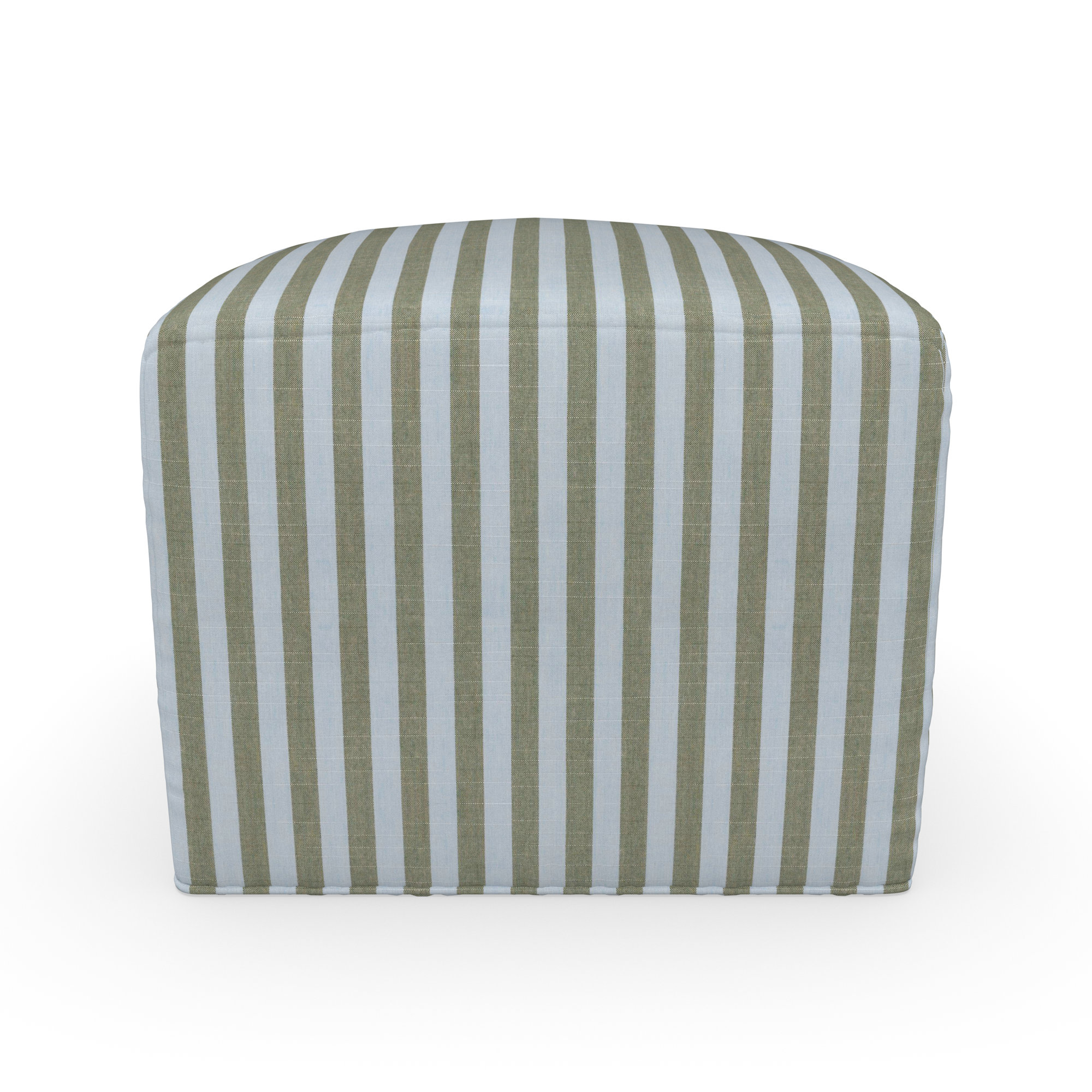Praia Sunbrella® Outdoor Ottoman, Sail Away Aloe, 18" H x 22" W x 22" D