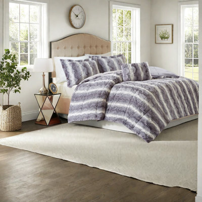 Ultra Soft Faux Fur Bedding Sets, Full Queen Modern Home Comfort