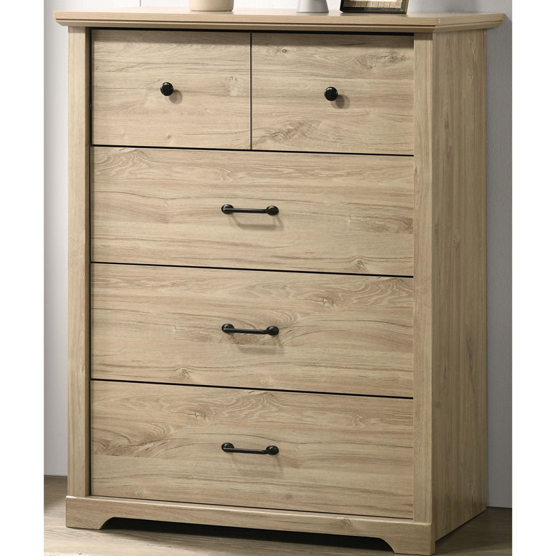 Commode 4 tiroirs avec poignées Elara, Chêne clair