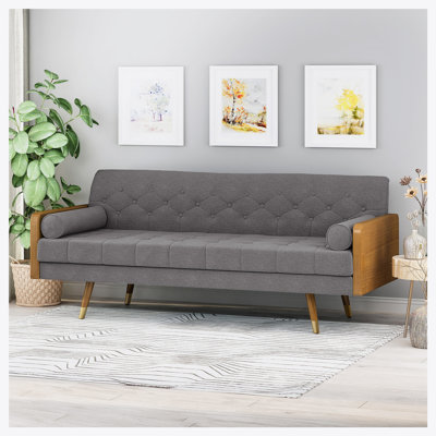 Bel-Air 72.2" Mid Century Modern Tufted 3 Seater Sofa with Bolster Pillows
