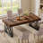 63‘’ Rectangular Dining Table, Farmhouse Kitchen Table With Sturdy Metal Legs