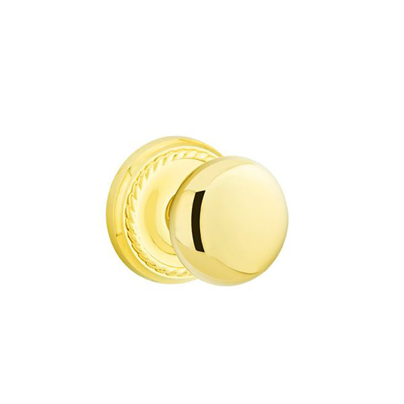 Privacy (Bed & Bath) Providence Knob with Rope Rose, Polished Brass