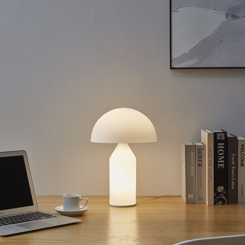 Venus 14 In. Dimmable LED Modern Dome Shade Table Lamp in White Glass Finish