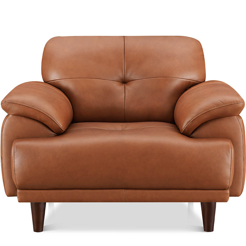 Kaylee Top Grain Leather Chair, Echo Nutmeg Brown Genuine Leather