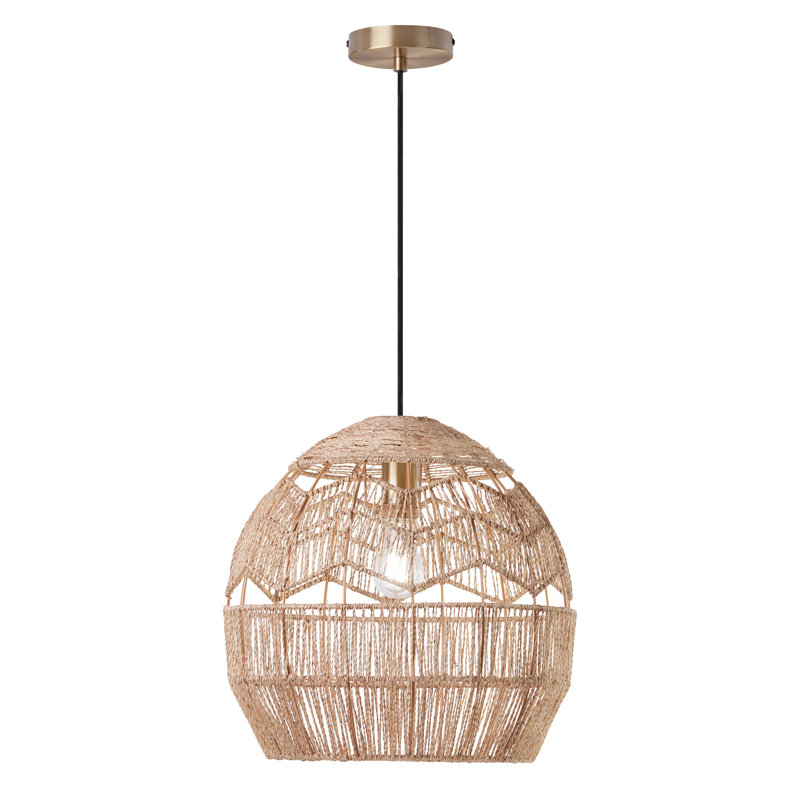 16" Bronze and Hemp LED Bowl Pendant Light