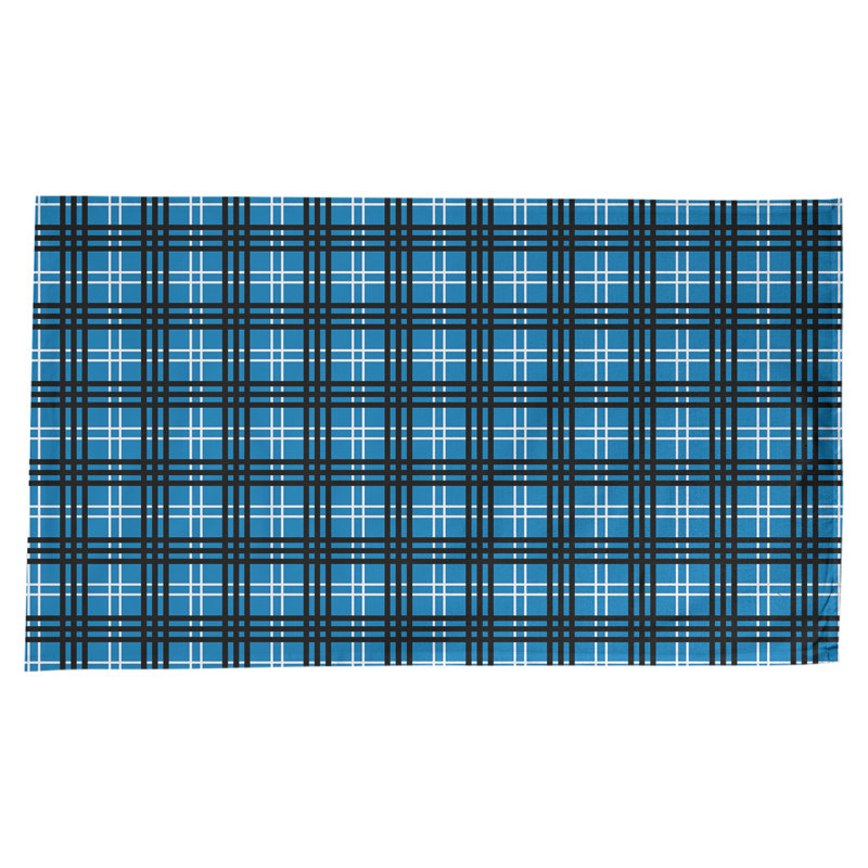 Nappe en mélange de coton à carreaux, Bleu Honolulu / blanc / noir
