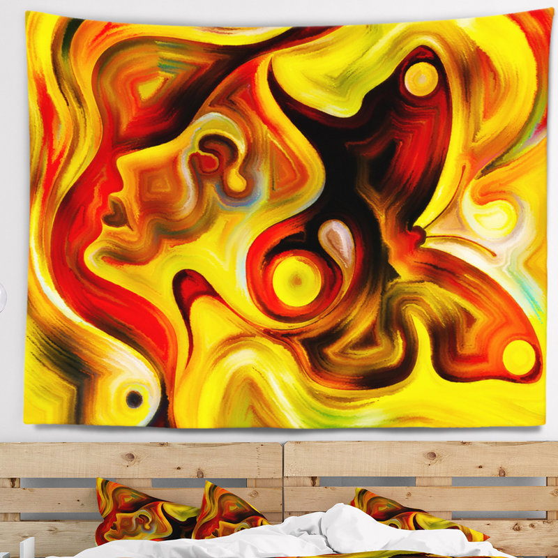 Tapisserie d'émotions de papillon abstrait, H 32 po x l 39 po