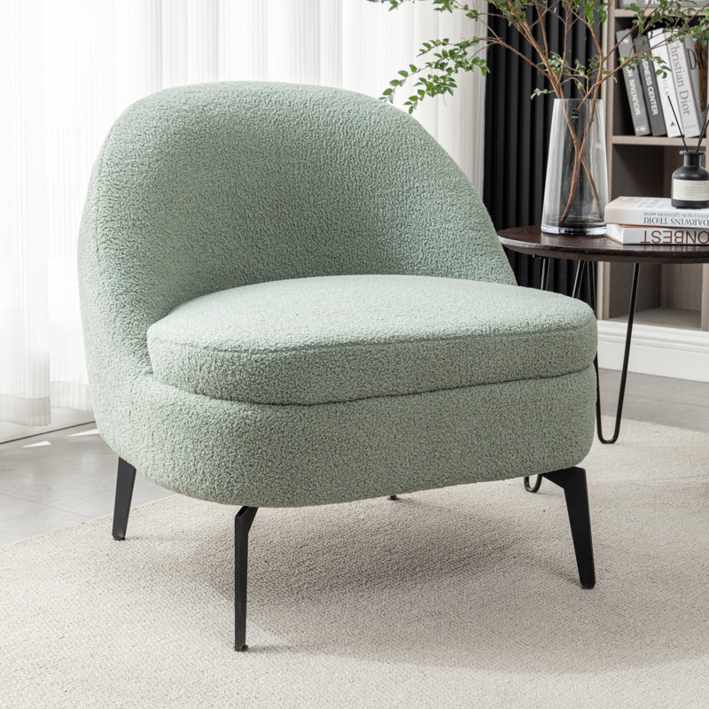 Fauteuil demi-tonneau rembourré Bula, Polyester vert