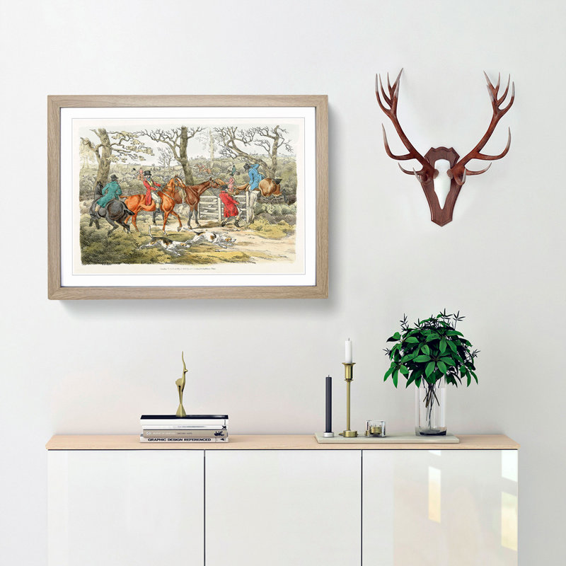The Hunt by Henry Alken - Picture Frame Painting Print, Oak Framed, 36cm H x 48cm W x 2cm D