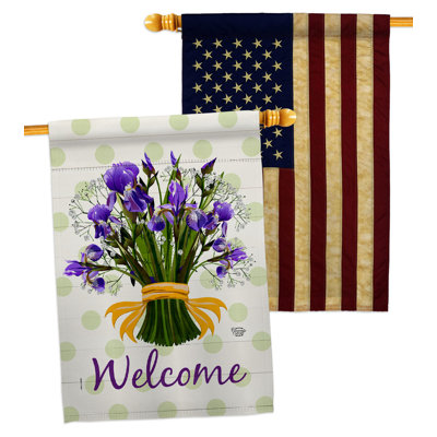 Drapeau de maison iris en polyester 3 pi 3 po x 2 pi 3 po Bouquet Iris