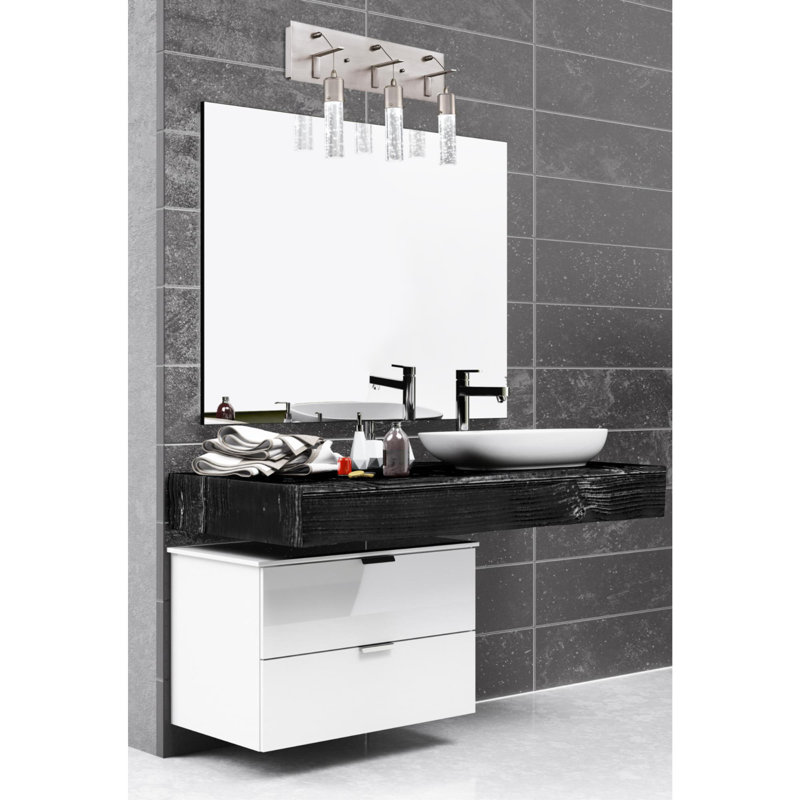 Éclairage pour salle de bain à 3 lumières à intensité variable en nickel brossé Waldwick