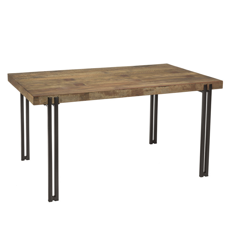 Mccloskey Teak Solid Wood Top Metal Base Dining Table