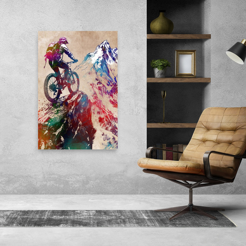 Montagne, sommet de motard coloré, paysage abstrait, montagne, art mural, H 48 po x l 32 po
