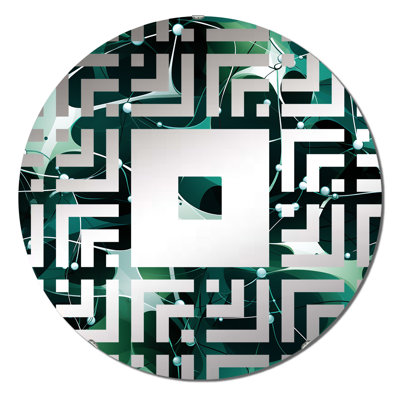 Green Popart Techno Tangles - Square Wall Mirror