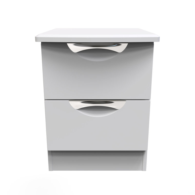 Bhodhini 2 Drawer Bedside Cabinet (Ready Assembled), Grey Matt