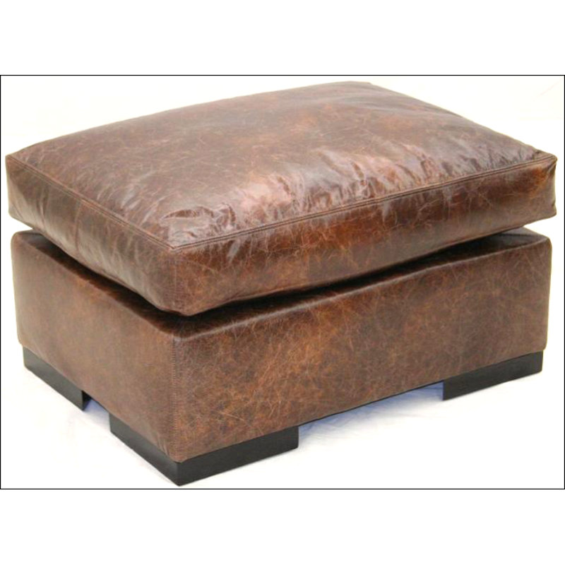Leather Ottoman, Ebony, Africa Antique Red