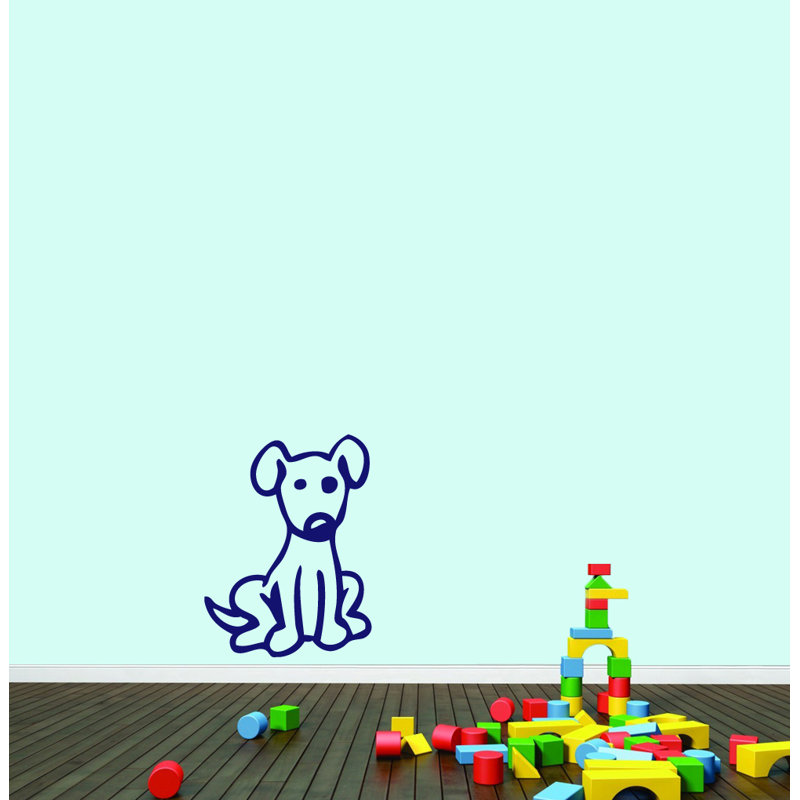 Décalcomanie murale chien dessiné, Bleu marine