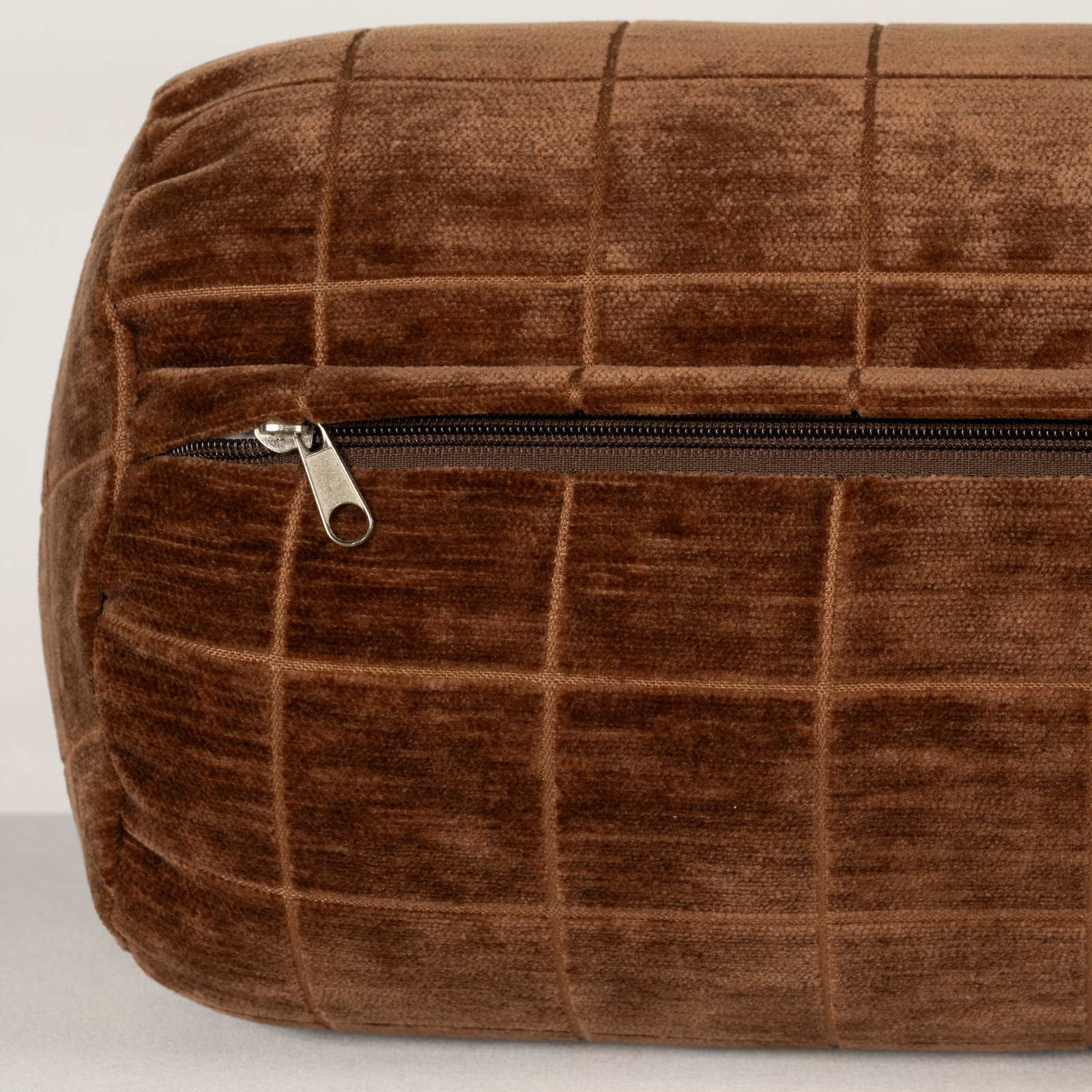 Otterville Velvet Grid Bolster Pillow, Nutmeg Geometric, Bolster 8"H x 39"W