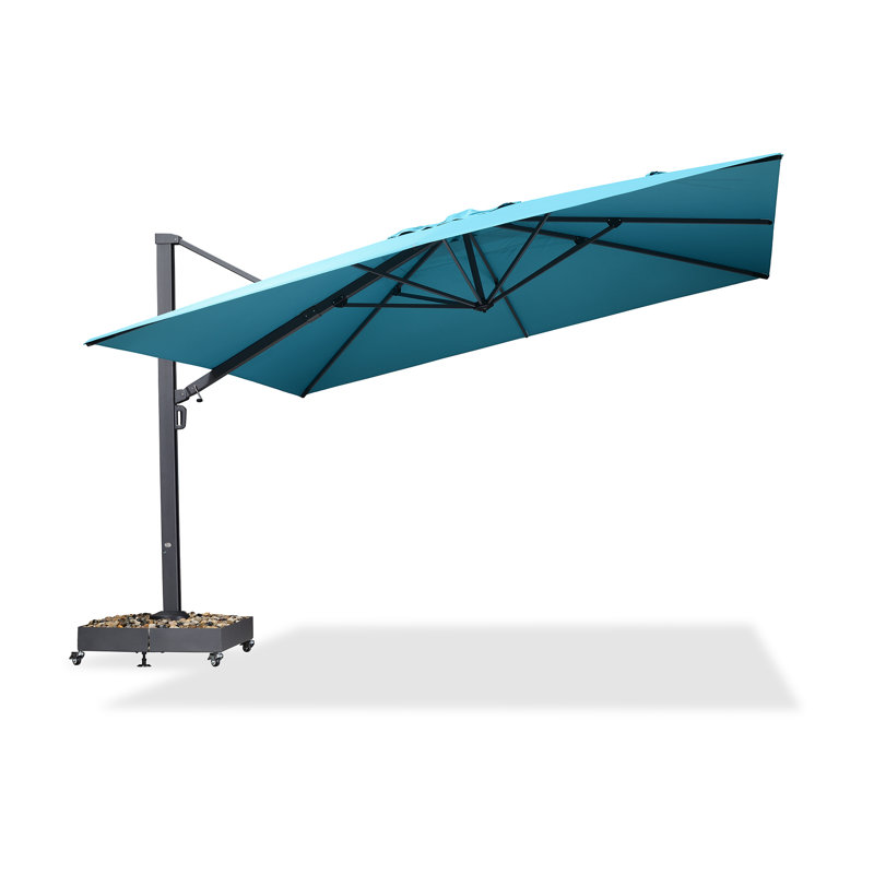 Parasol carré en porte-à-faux 156 po sans base Shameen, bleu turquoise, Bleu turquoise