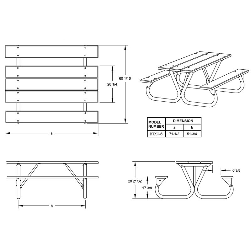 Rectangular Outdoor Picnic Table