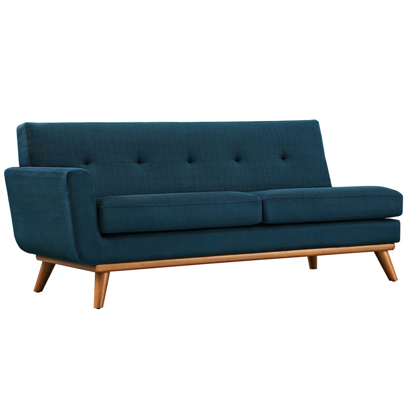 Modway Engage Mid-century Modern Upholstered Fabric Left-arm Loveseat, Azure