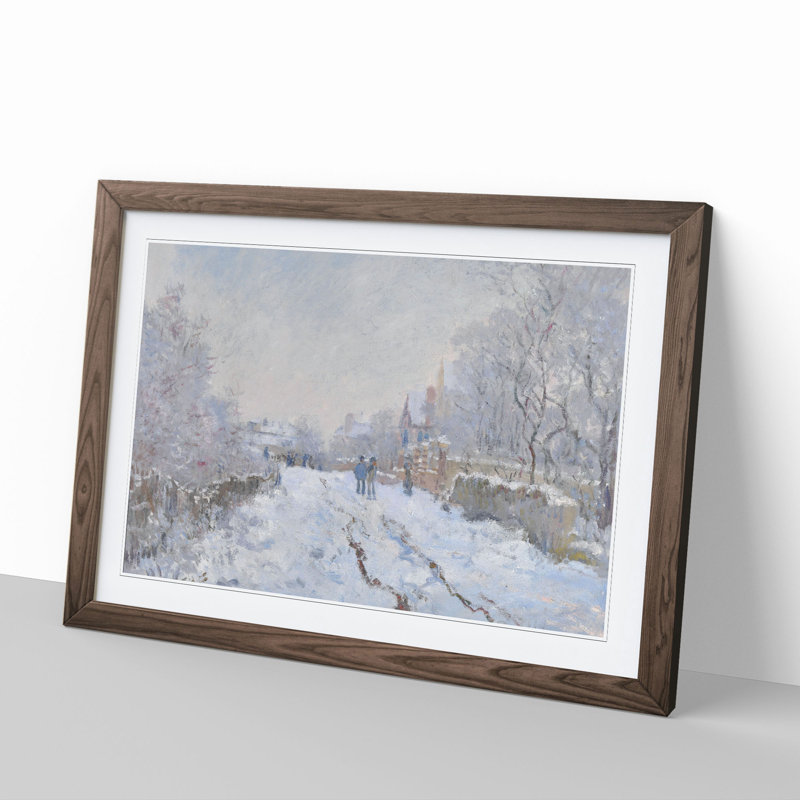Snow at Argenteuil by Claude Monet - Picture Frame Painting, 27cm H x 36cm W x 2cm D, Walnut Framed