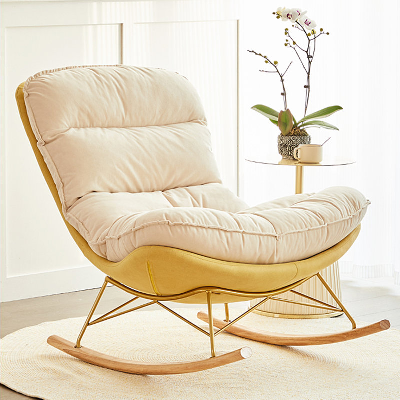 Chaise berçante élégante, confortable et décontractée, Jaune / Or