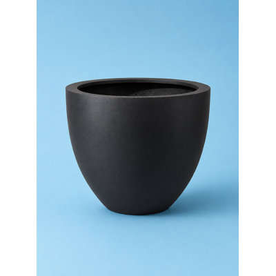 Pot de fleurs Luna en fibre de pierre noire Lune, intérieur moderne résistant aux intempéries pour patio, porche, jardin, balcon, entrée et décoration intérieure, 16,5 po de diamètre et 14 po de hauteur