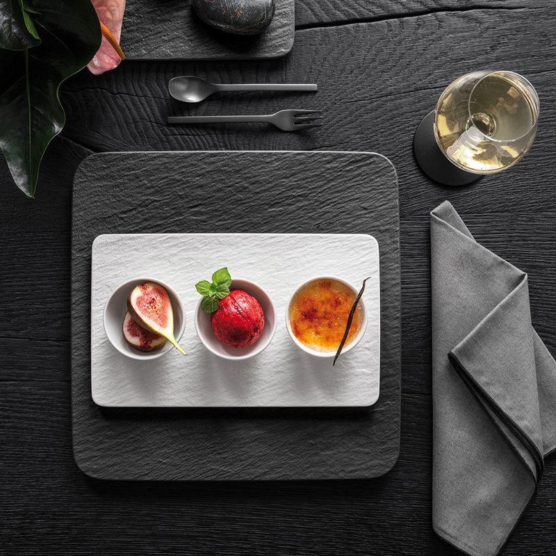 Villeroy & Boch Manufacture Three Dip Bowls & Tray 4 Piece Set, White