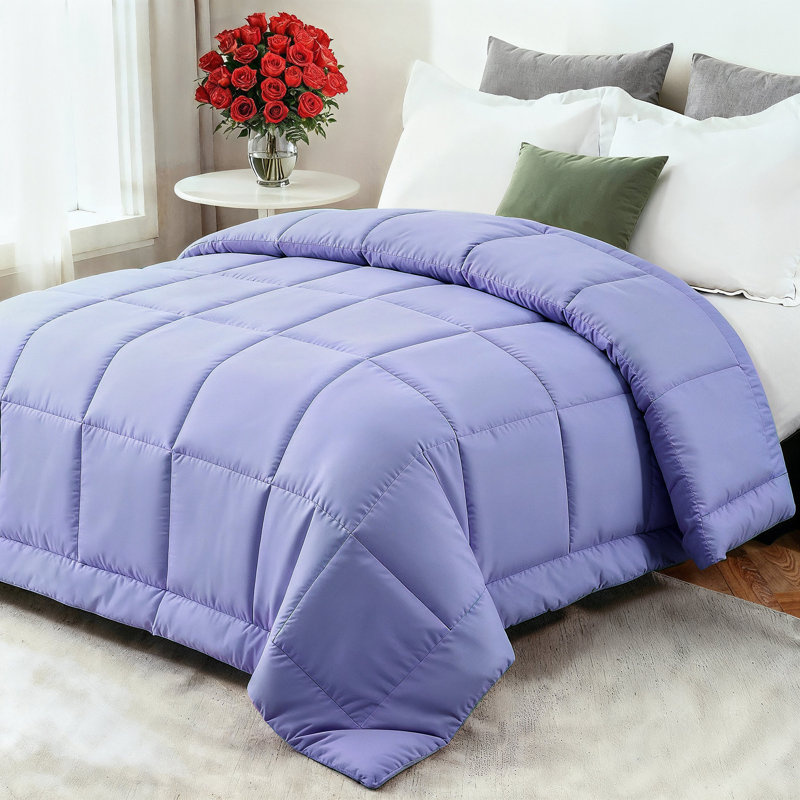 Édredon en duvet d'oie de qualité supérieure - chaud et léger, Lit simple, Lavande