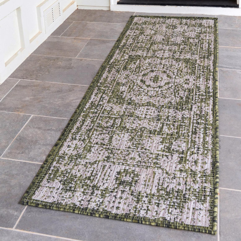 Cowie Green/Gray Rug, Runner 2'7" x 10'