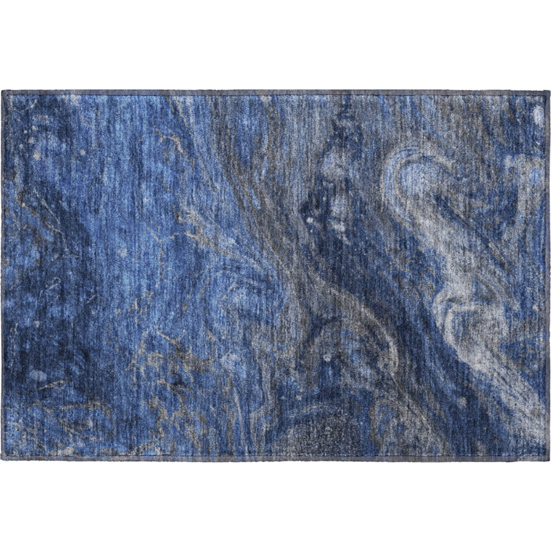 Premium Machine Washable Cerrito AMF599 Blue Rug, Rectangle 1'8" x 2'6"