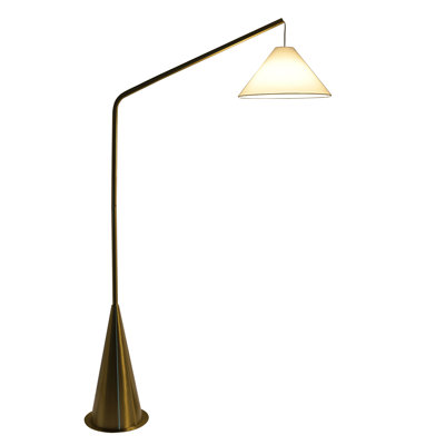 Lisbon Black Floor Lamp With On/Off Switch Coned Base Hanging White Fabric Shade