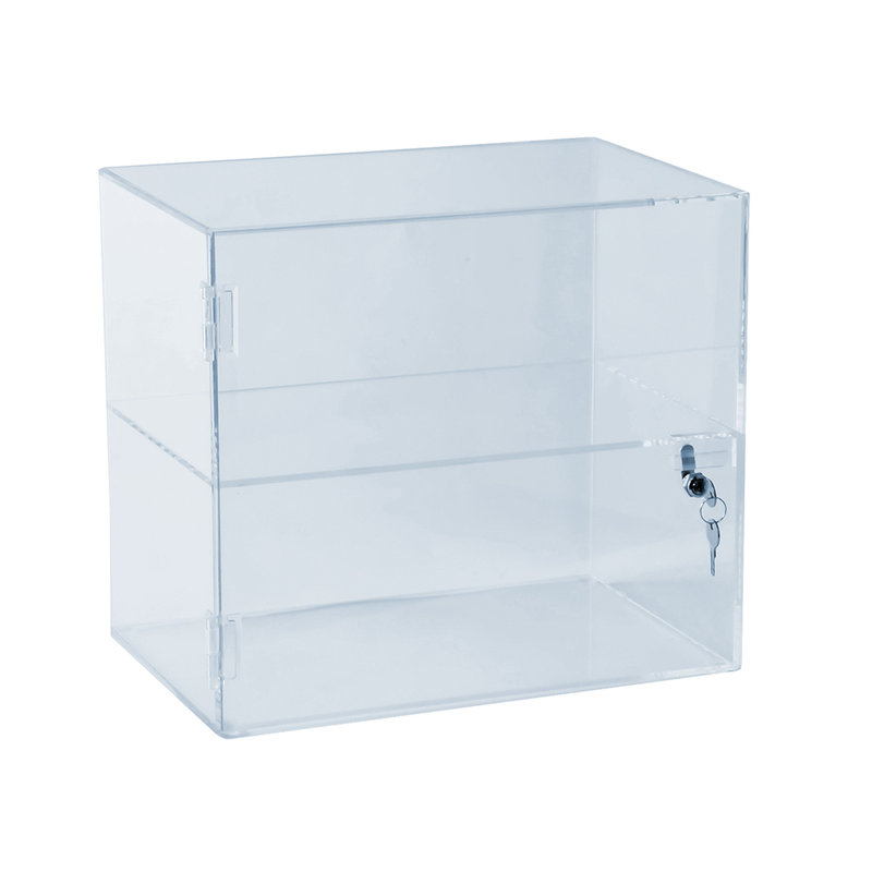 Clear Acrylic Locking Countertop Display Case with Shelf