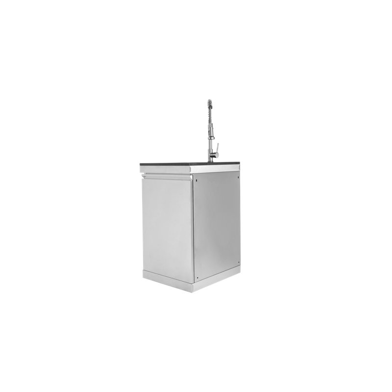 With Tap Stainless Steel Islands, Stainless Steel/Granite, Outdoor Kitchen Sink Cabinet, Silver, Black